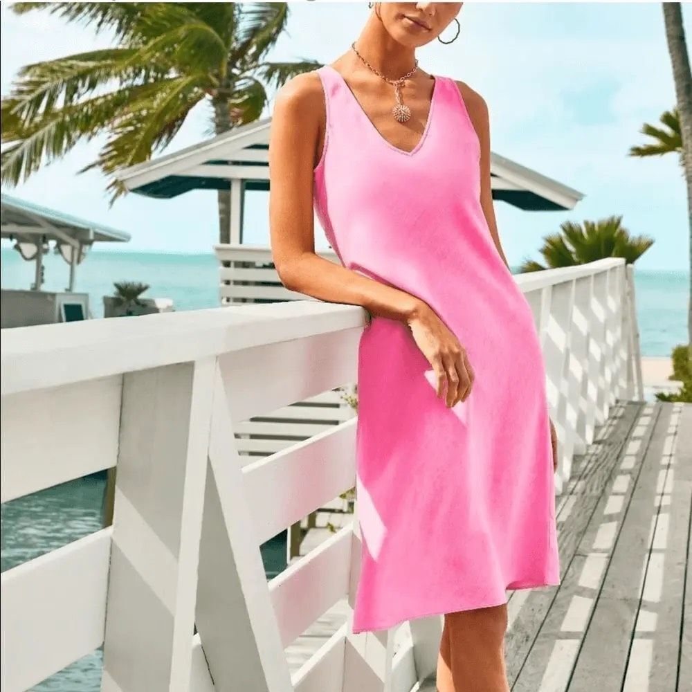 Lilly Pulitzer Florin Sleeveless Linen Midi Dress pink isle NWT Natural Fiber